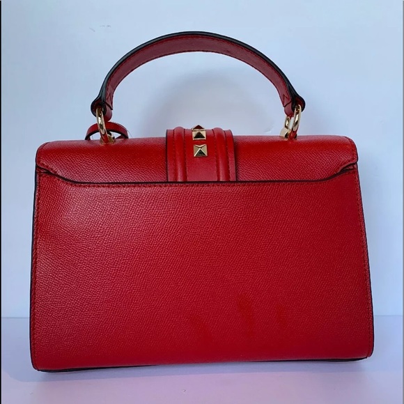 Michael Kors Bleecker Studded Top-Handle Red - Picture 2 of 5